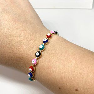 Evil Eye Multicolor bracelet,Gold bracelet, women bracelet